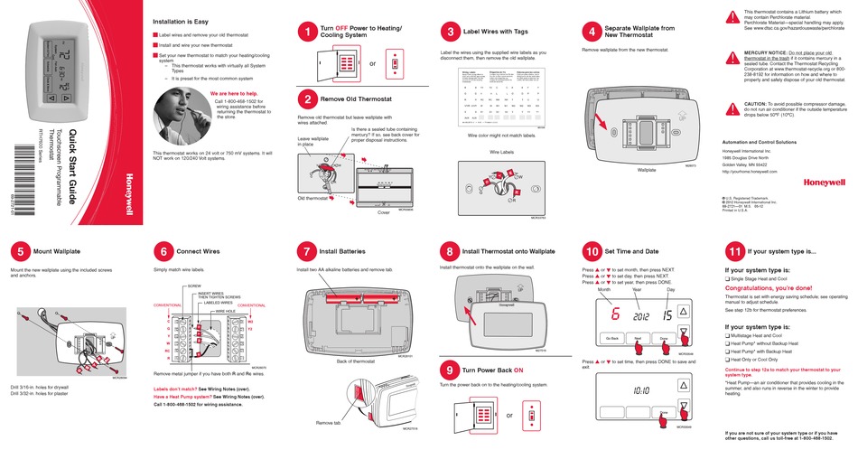 HONEYWELL RTH7600 SERIES QUICK START MANUAL Pdf Download | ManualsLib