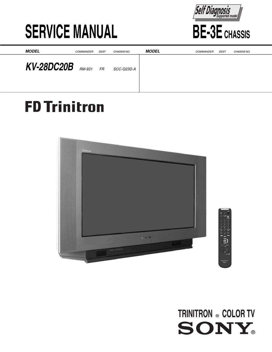 SONY TRINITRON KV-28DC20B SERVICE MANUAL Pdf Download | ManualsLib