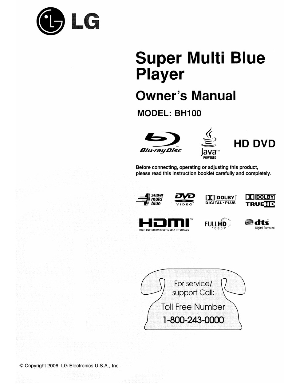 LG Ultra HD Blu-ray Disc Player Owner's Manual