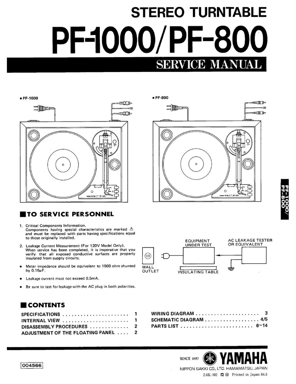 YAMAHA PF-1000 SERVICE MANUAL Pdf Download | ManualsLib