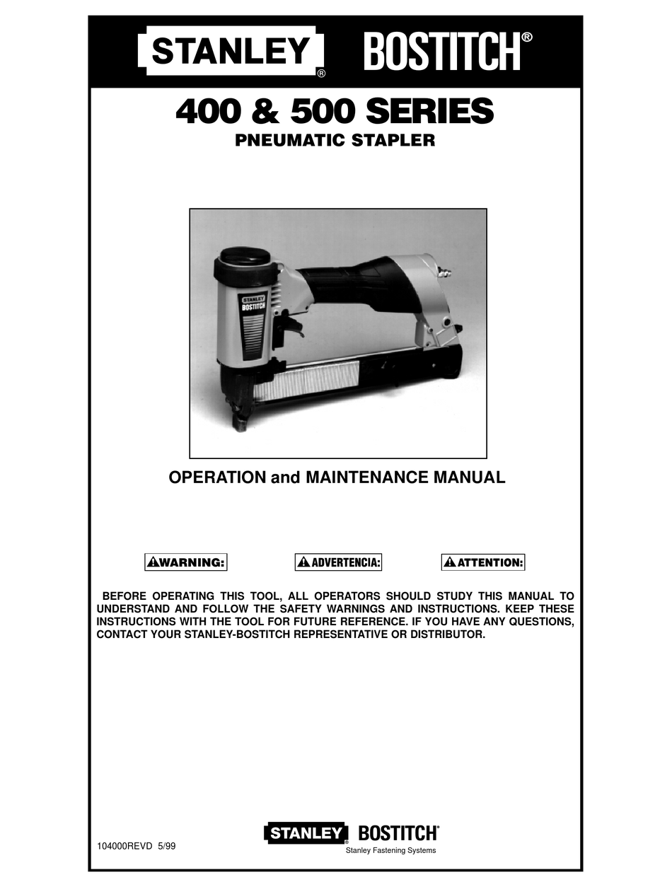 BOSTITCH 400 SERIES OPERATION AND MAINTENANCE MANUAL Pdf Download ...