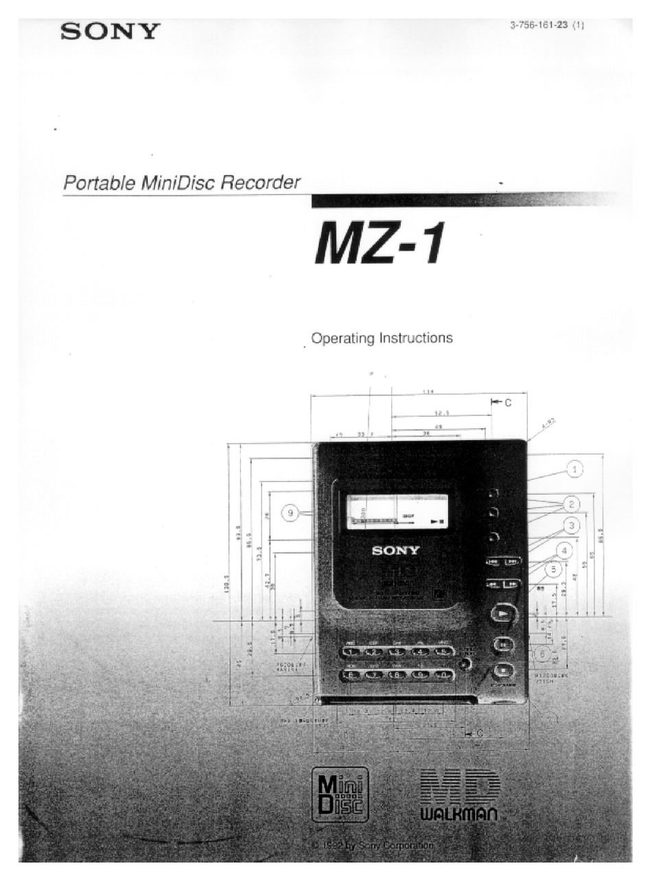 SONY MZ1 OPERATING INSTRUCTIONS MANUAL Pdf Download ManualsLib