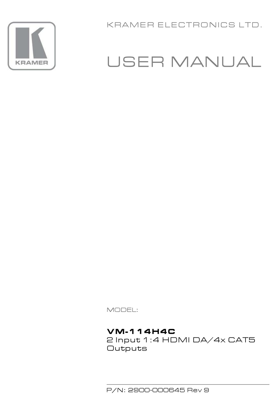 Kramer Vm H C User Manual Pdf Download Manualslib