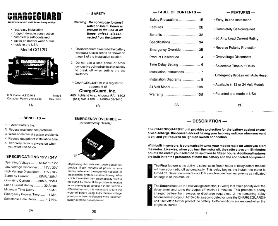 CHARGEGUARD CG12D USER MANUAL Pdf Download ManualsLib