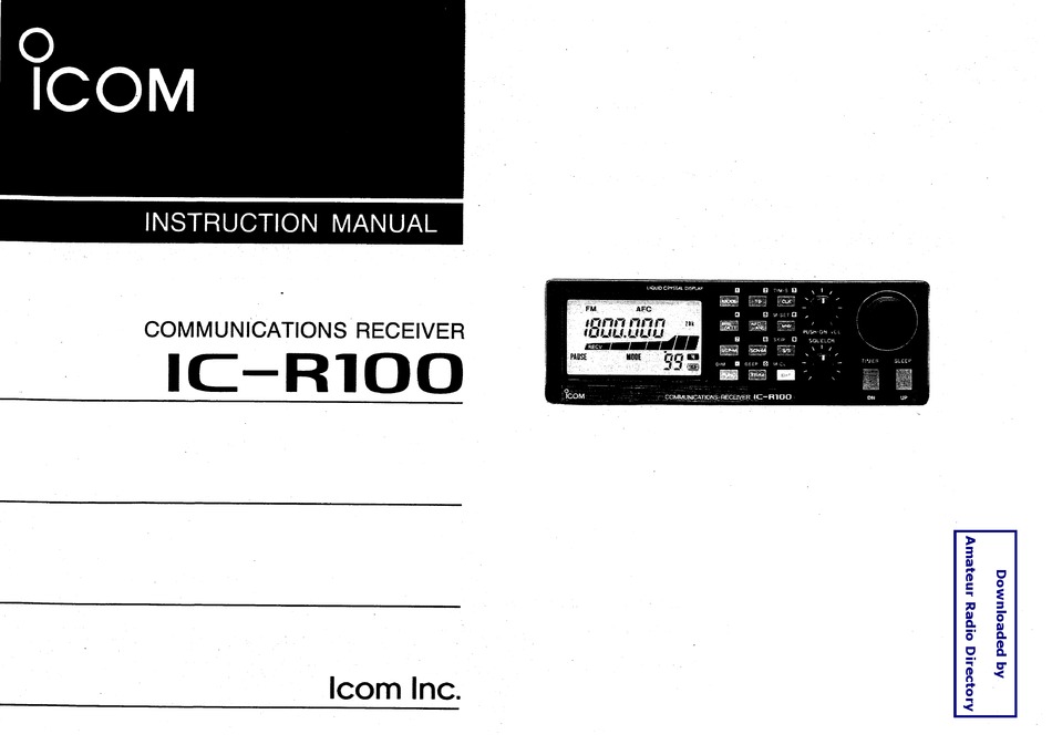 ICOM IC-R100 INSTRUCTION MANUAL Pdf Download | ManualsLib