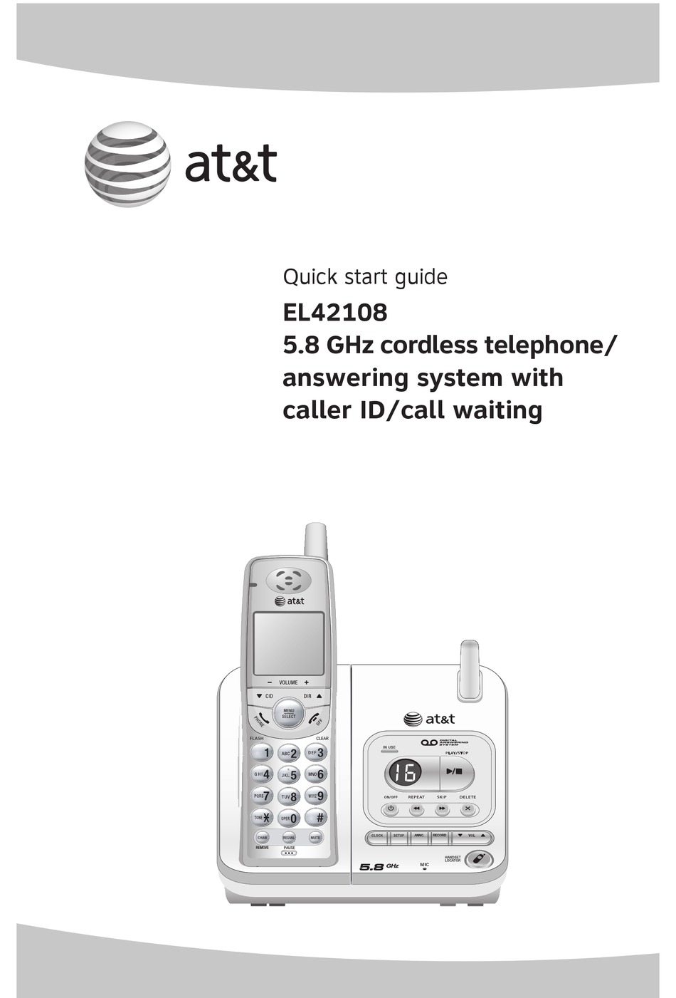 AT&T EL42108 QUICK START MANUAL Pdf Download | ManualsLib