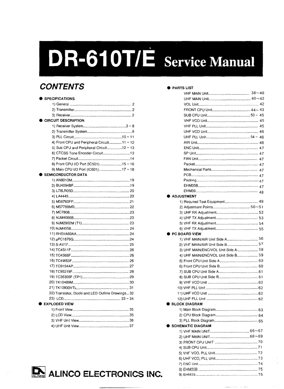 ALINCO DR 610T SERVICE MANUAL Pdf Download ManualsLib