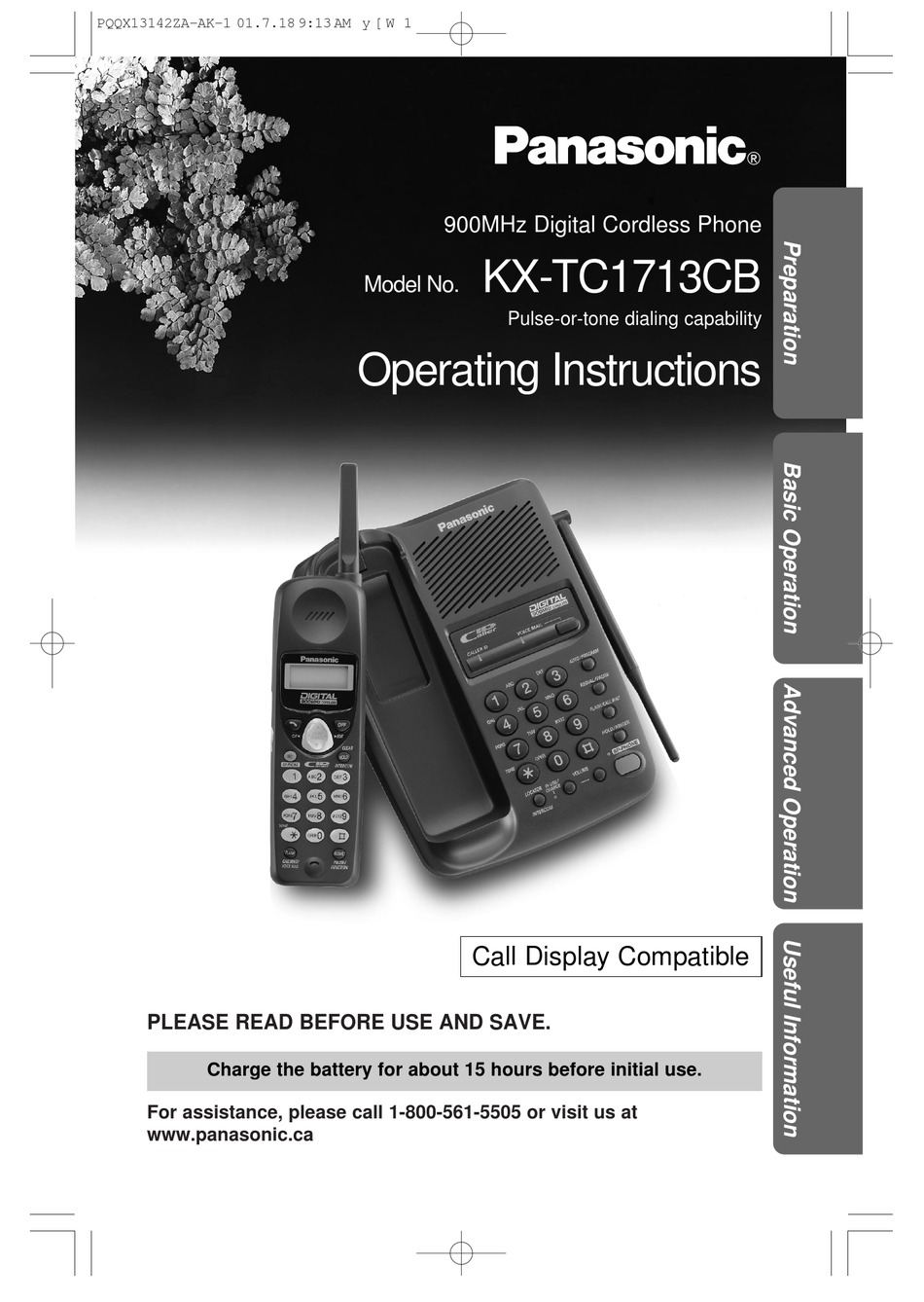 PANASONIC KX-TC1713CB OPERATING INSTRUCTIONS MANUAL Pdf Download ...