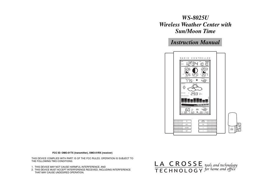 LA CROSSE WS8025U INSTRUCTION MANUAL Pdf Download ManualsLib