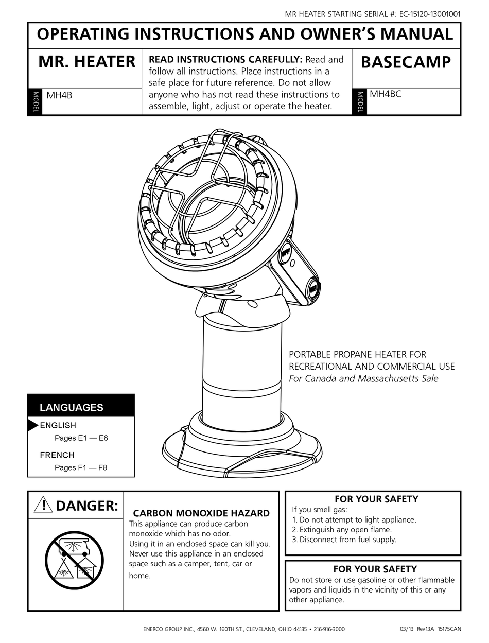 MR. HEATER MH4B OPERATION AND OWNER