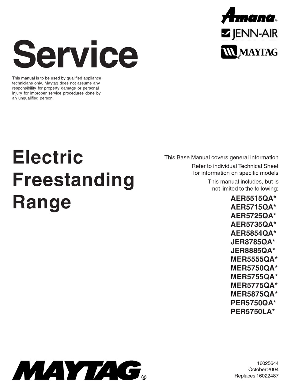 MAYTAG AER5515QA SERIES SERVICE MANUAL Pdf Download ManualsLib