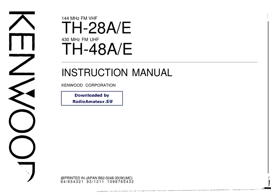 Kenwood Th 28e Instruction Manual Pdf Download Manualslib