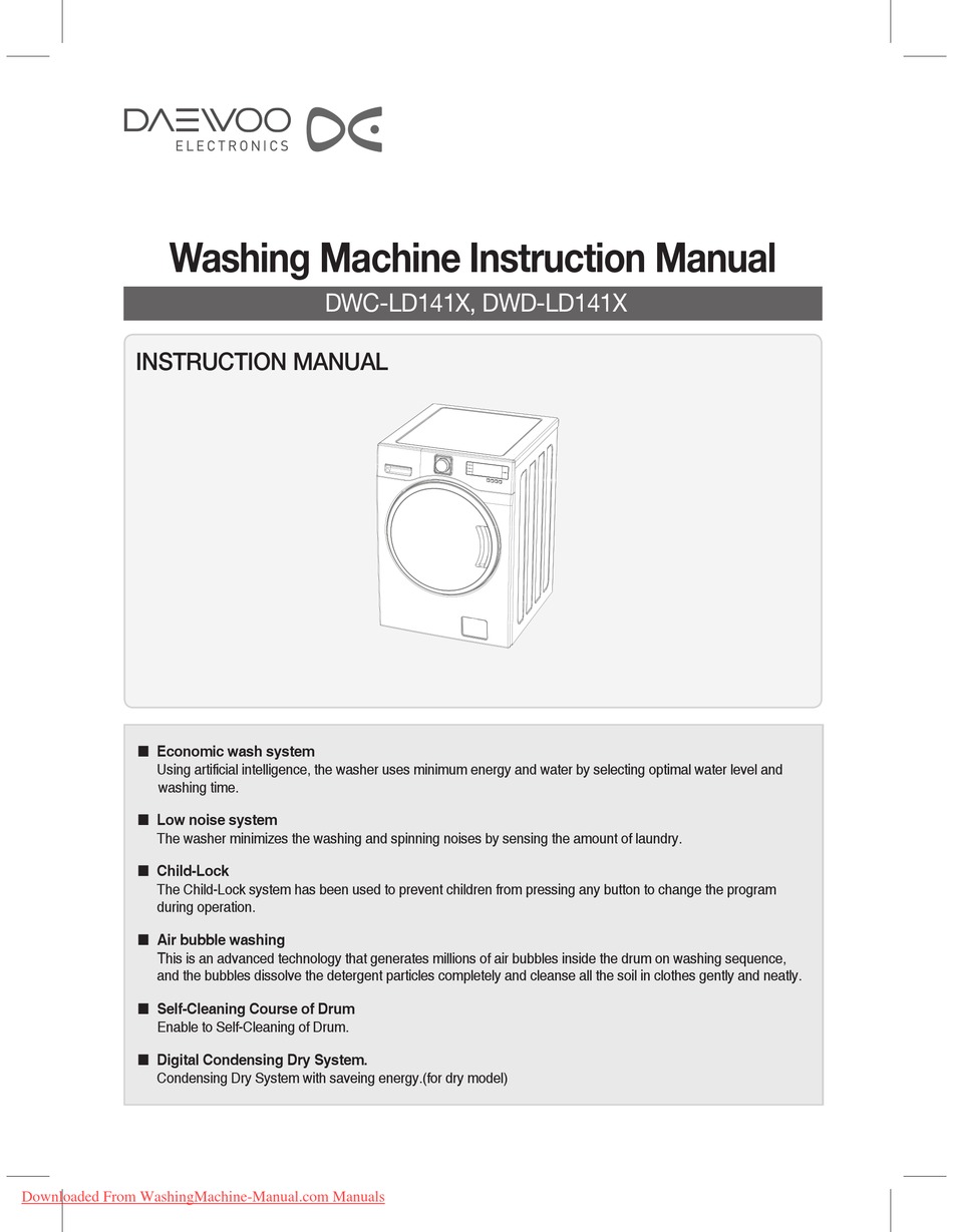 DAEWOO DWC-LD141X INSTRUCTION MANUAL Pdf Download | ManualsLib