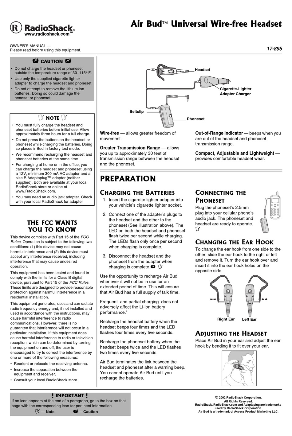 RADIO SHACK AIR BUD OWNER'S MANUAL Pdf Download | ManualsLib