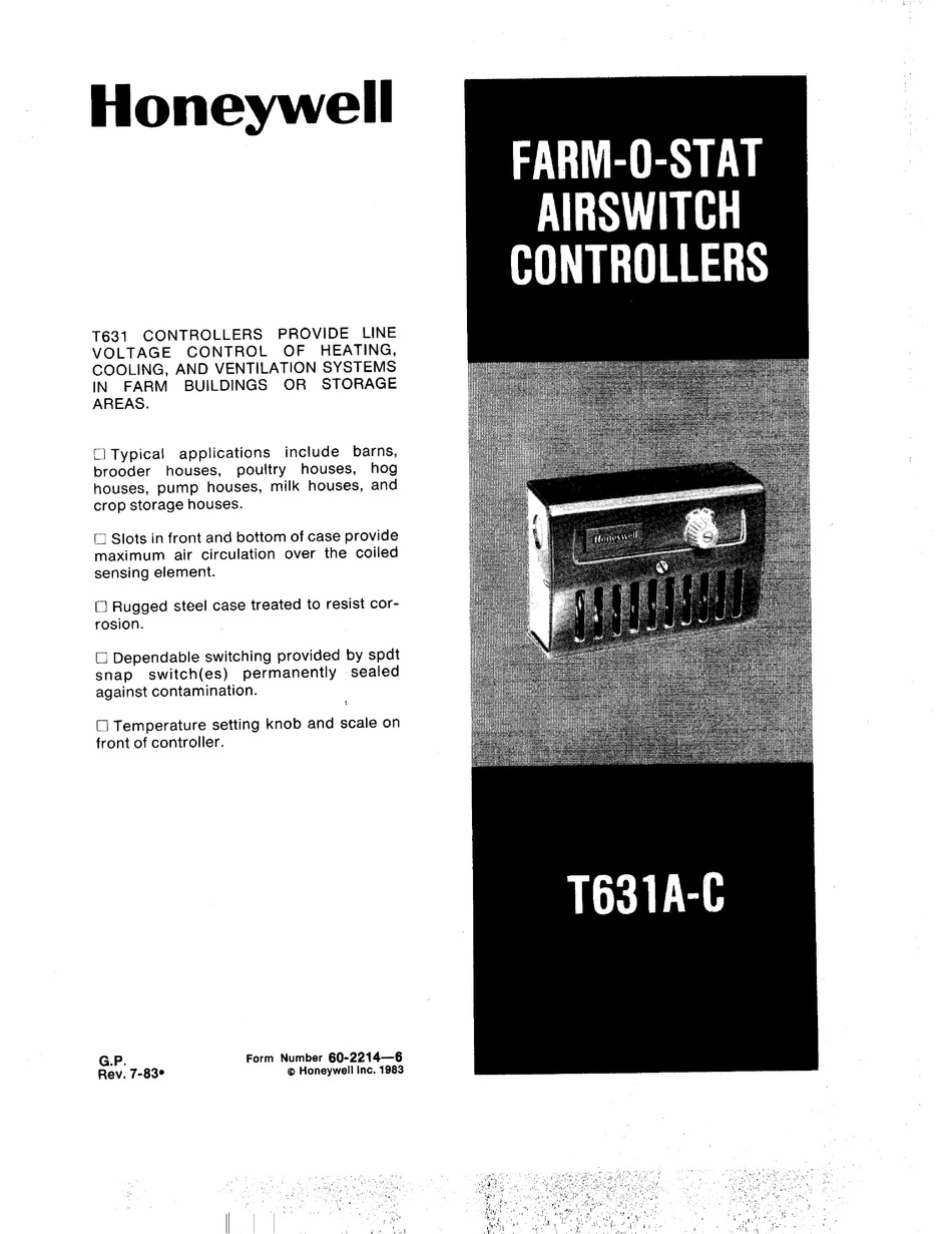 HONEYWELL T631A-C FARM-O-STAT USER MANUAL Pdf Download | ManualsLib