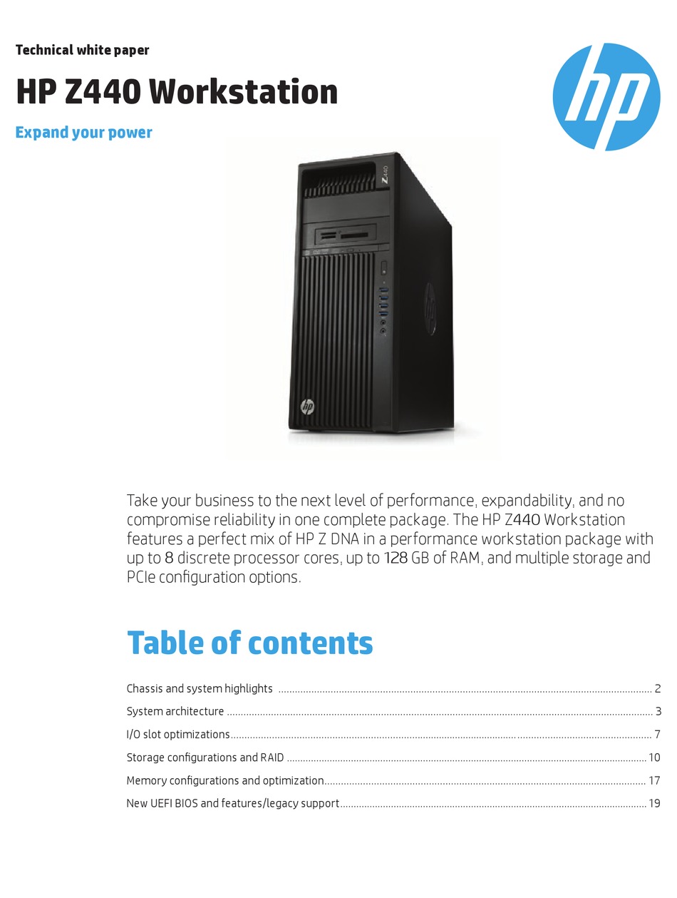 Hp Z440 Technical White Paper Pdf Download Manualslib