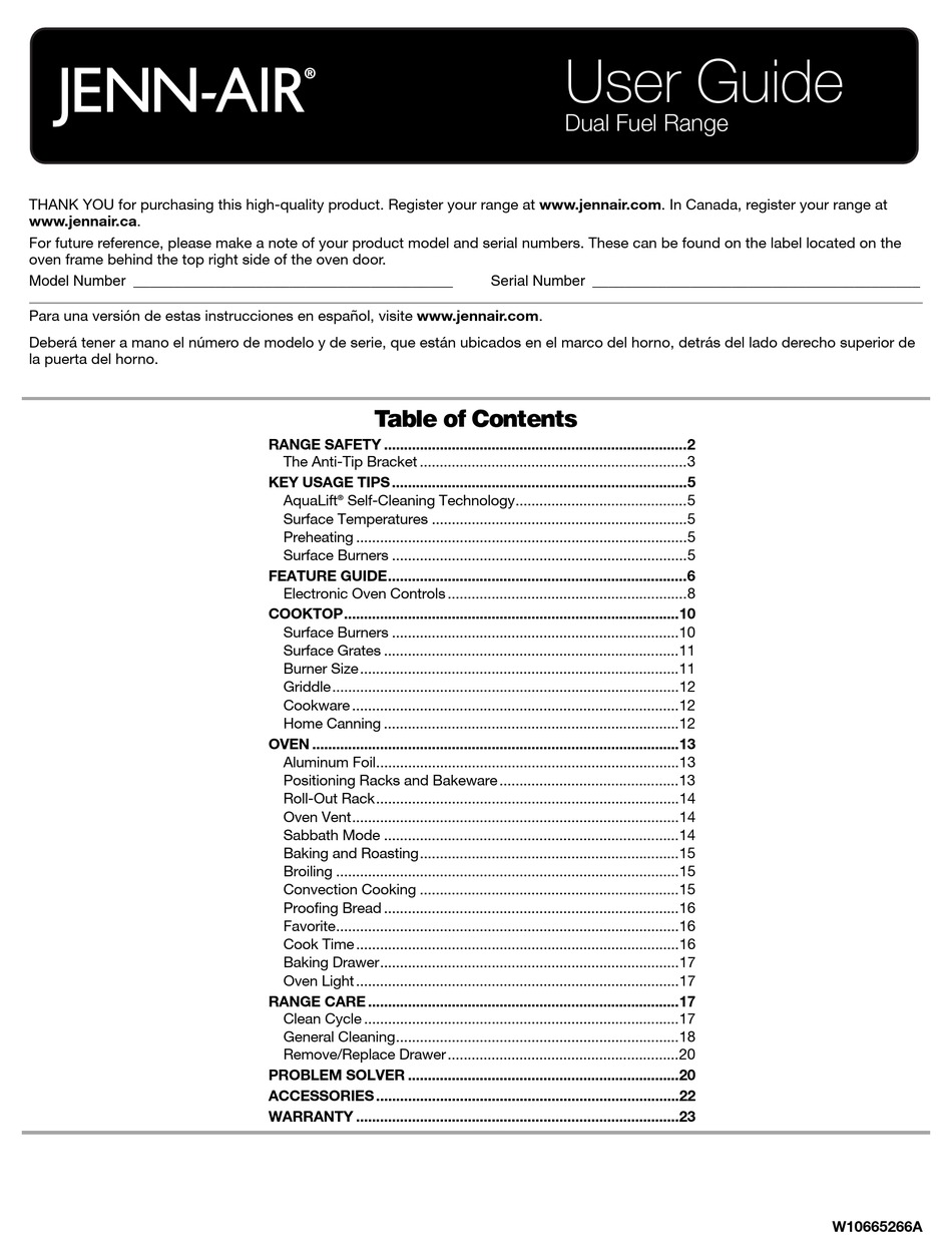 JENNAIR DUAL FUEL RANGE USER MANUAL Pdf Download ManualsLib