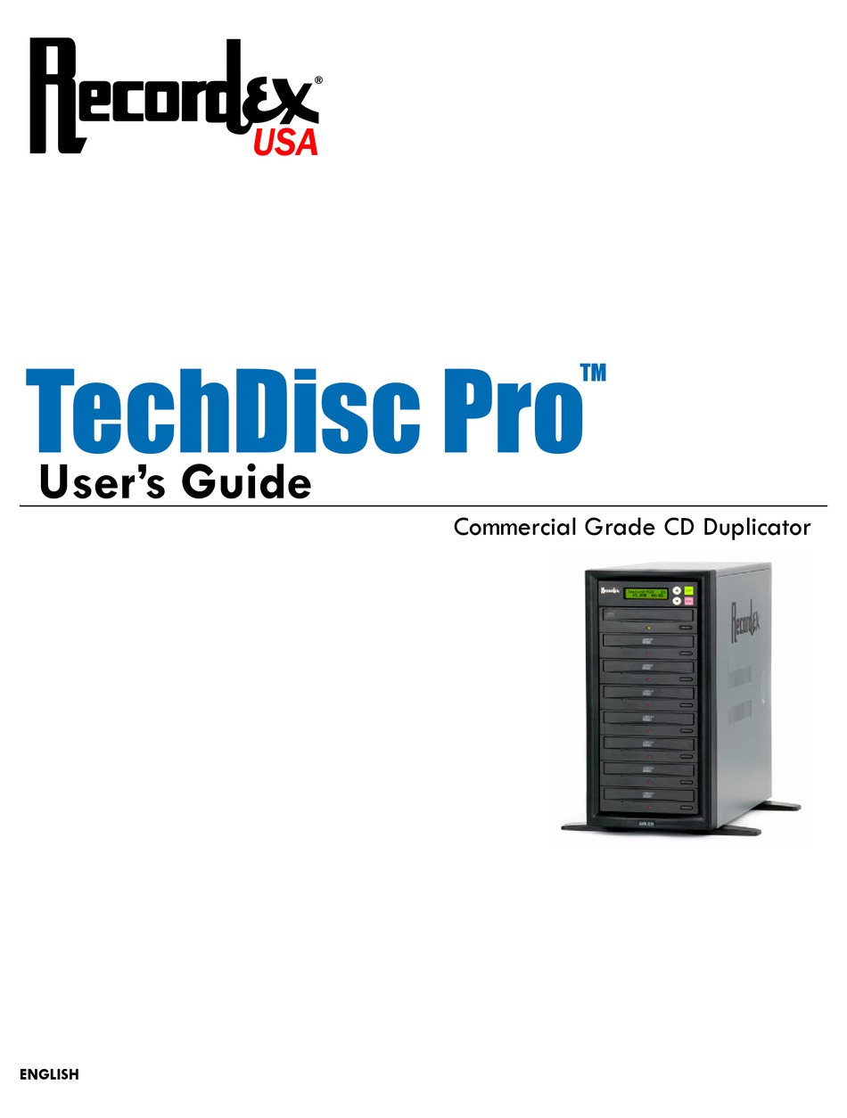 RECORDEX TECHDISC PRO USER MANUAL Pdf Download ManualsLib