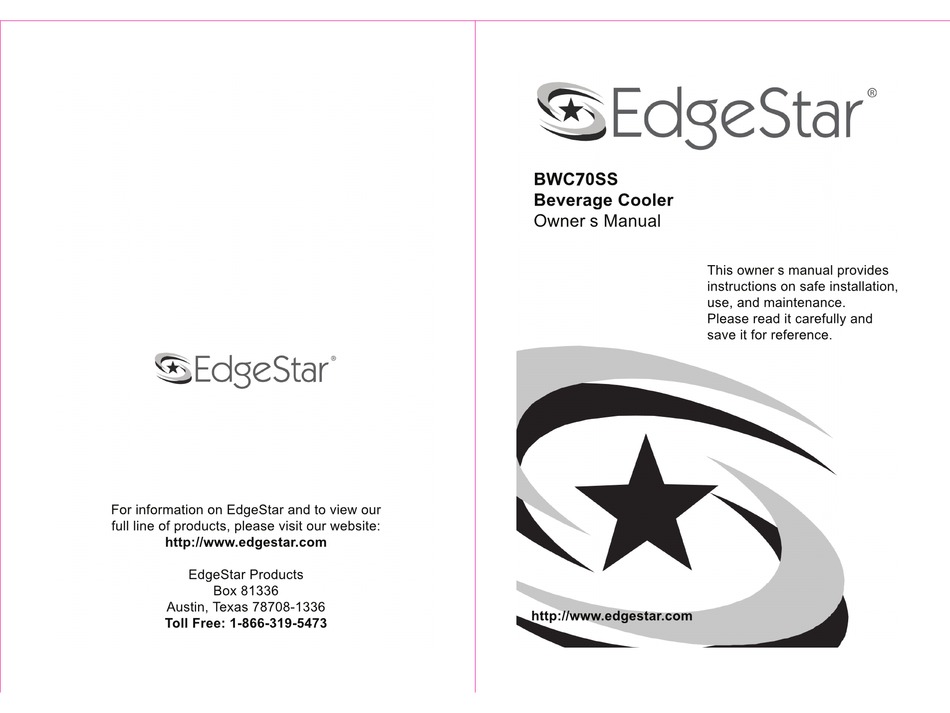 Edgestar Bwc70ss Owner S Manual Pdf Download Manualslib