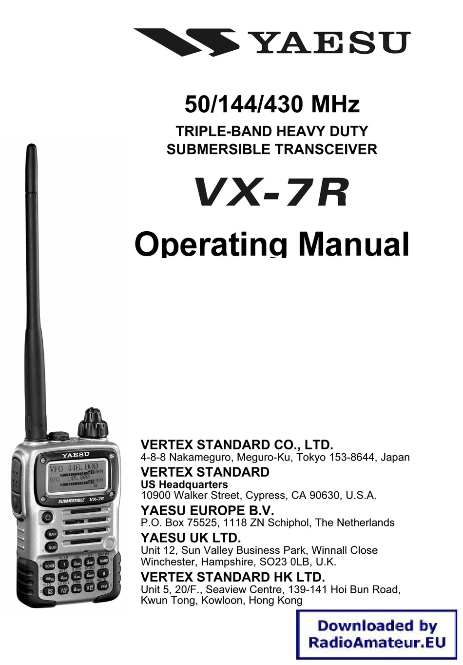 YAESU VX7R OPERATING MANUAL Pdf Download ManualsLib