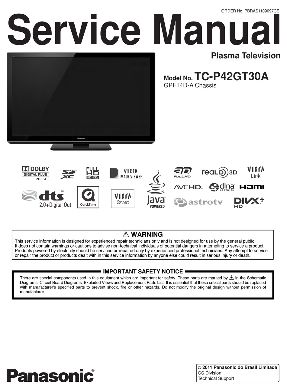 PANASONIC TC-P42GT30A SERVICE MANUAL Pdf Download | ManualsLib