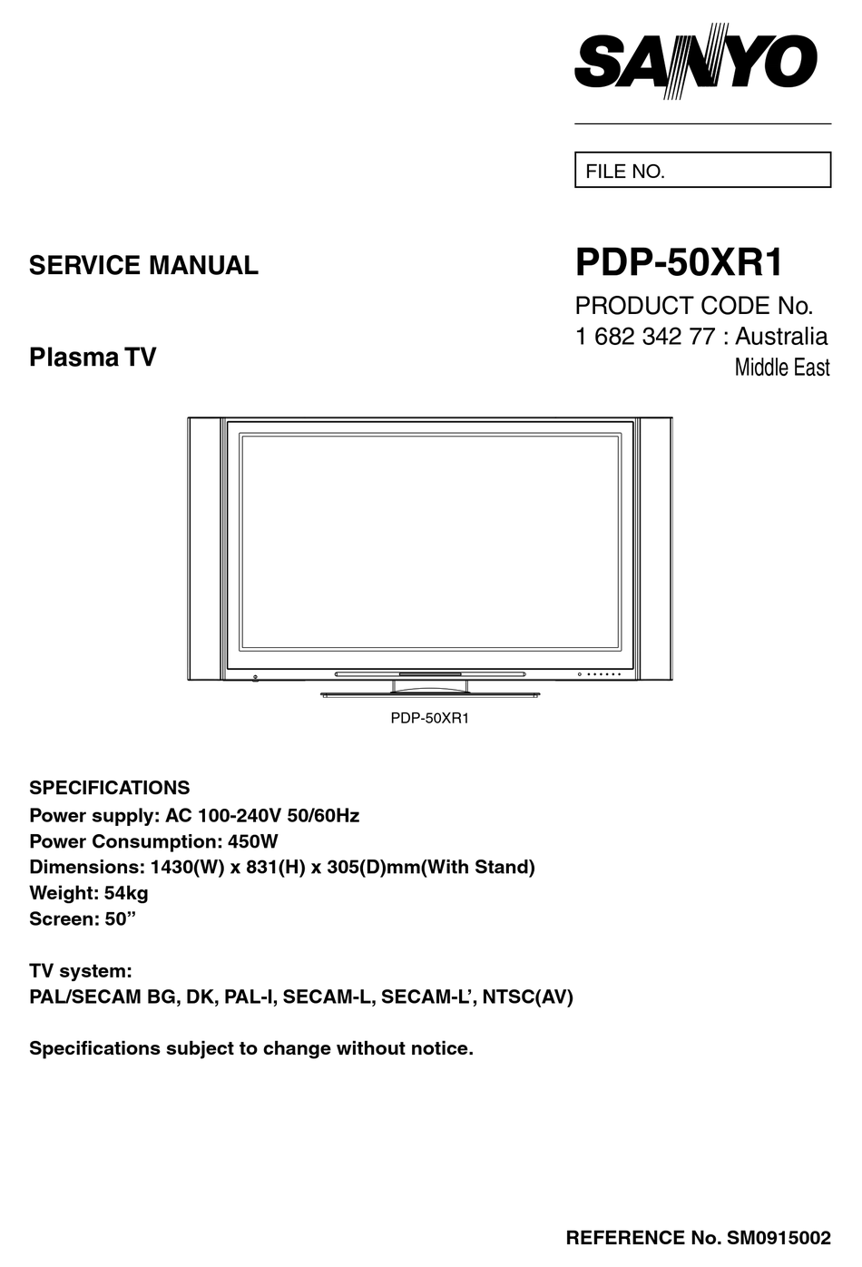 SANYO PDP-50XR1 SERVICE MANUAL Pdf Download | ManualsLib
