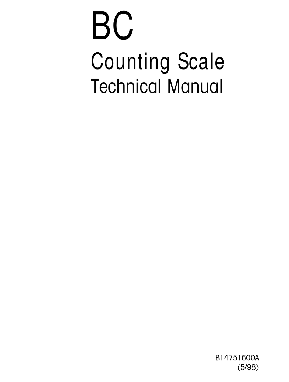 METTLER TOLEDO BC05 TECHNICAL MANUAL Pdf Download | ManualsLib