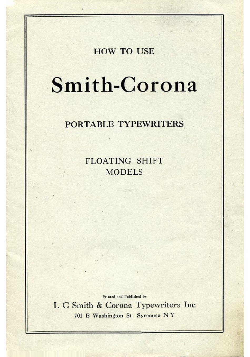 SMITH CORONA FLOATING SHIFT SERIES HOW TO USE MANUAL Pdf Download ManualsLib