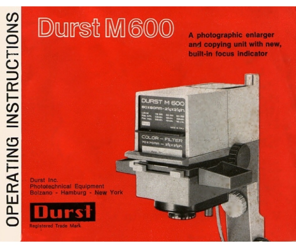 DURST M600 OPERATING INSTRUCTIONS MANUAL Pdf Download ManualsLib
