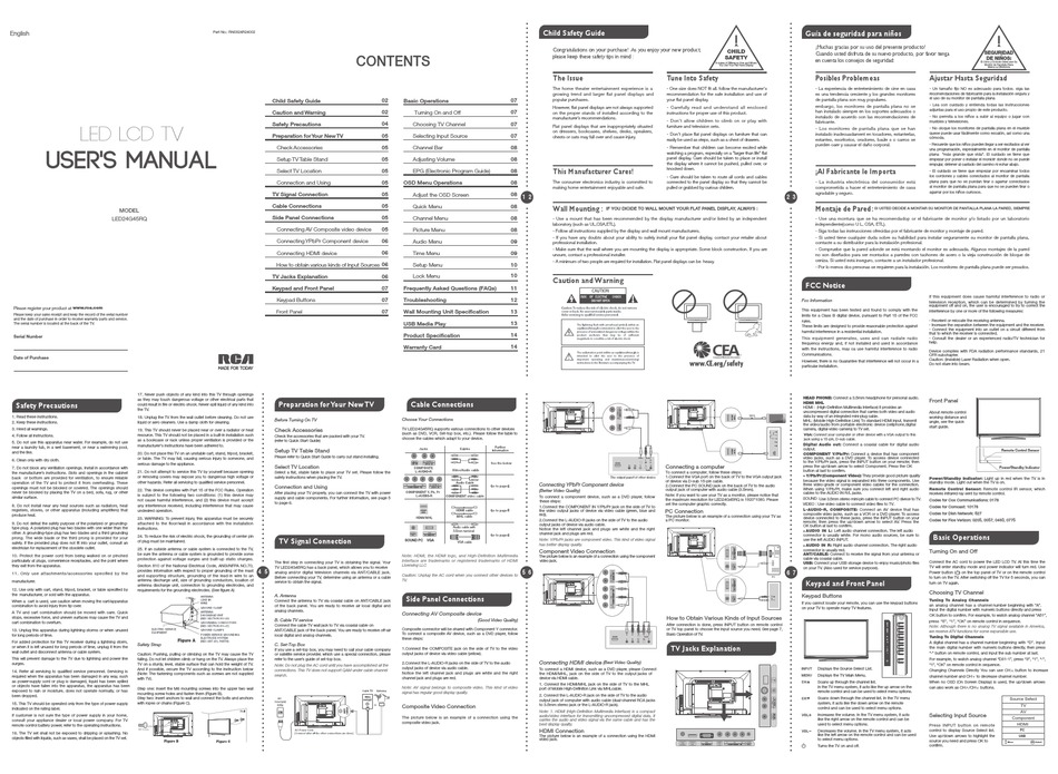 RCA LED24G45RQ USER MANUAL Pdf Download | ManualsLib