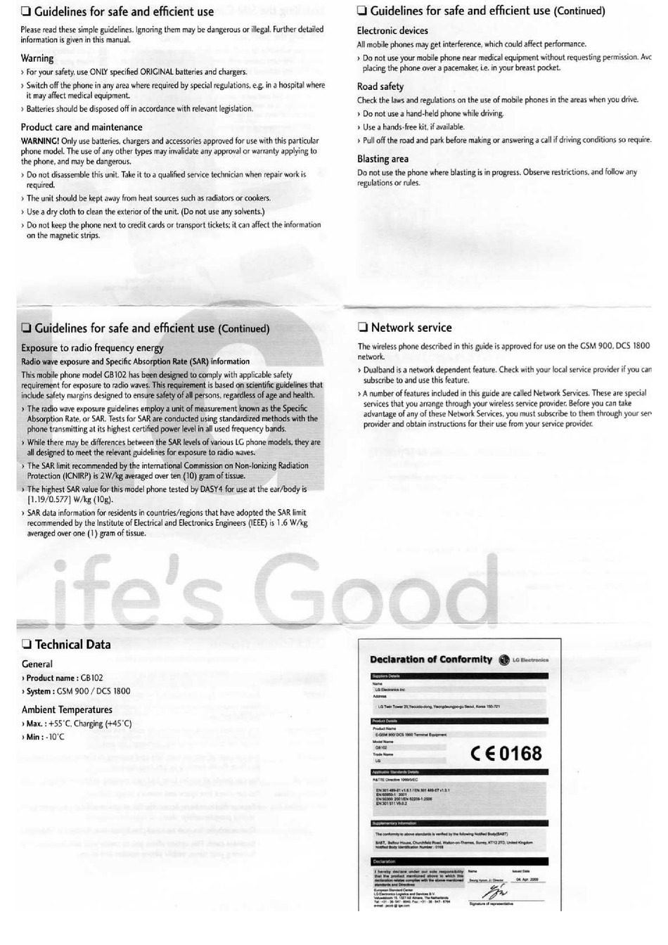 LG GB102 USER MANUAL Pdf Download | ManualsLib