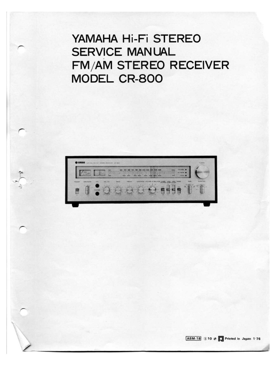 YAMAHA CR-800 SERVICE MANUAL Pdf Download | ManualsLib