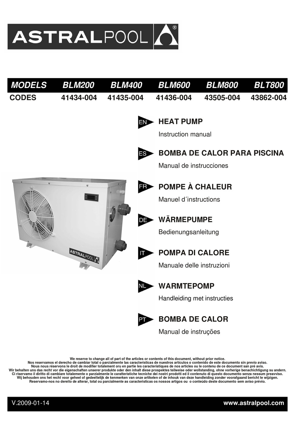 ASTRALPOOL BLM200 MANUEL D'INSTRUCTIONS Pdf Download ManualsLib