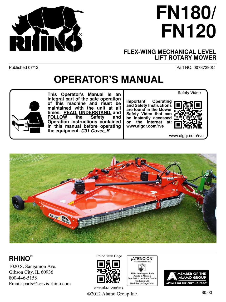 Rhino Fn180 Operator S Manual Pdf Download Manualslib