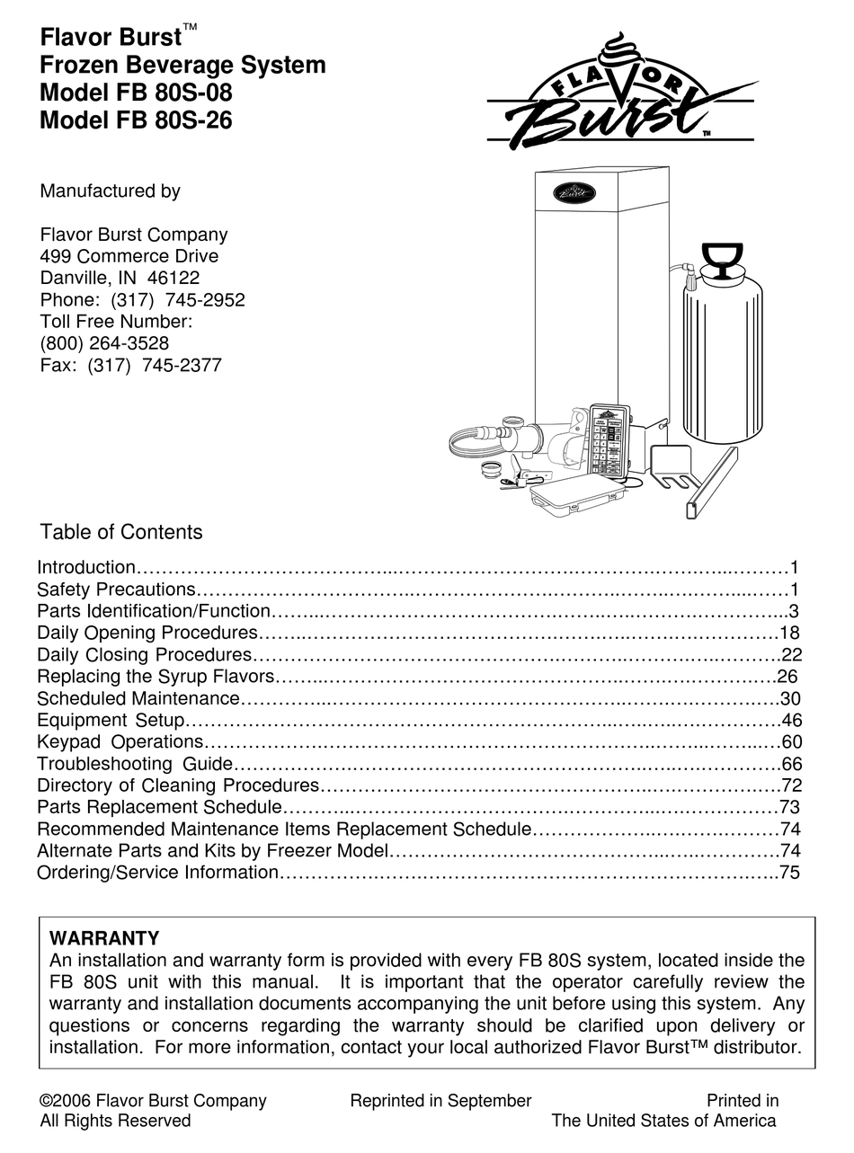 FLAVOR BURST FB 80S08 MANUAL Pdf Download ManualsLib