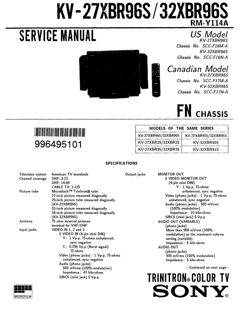 Sony Trinitron Xbr Manual