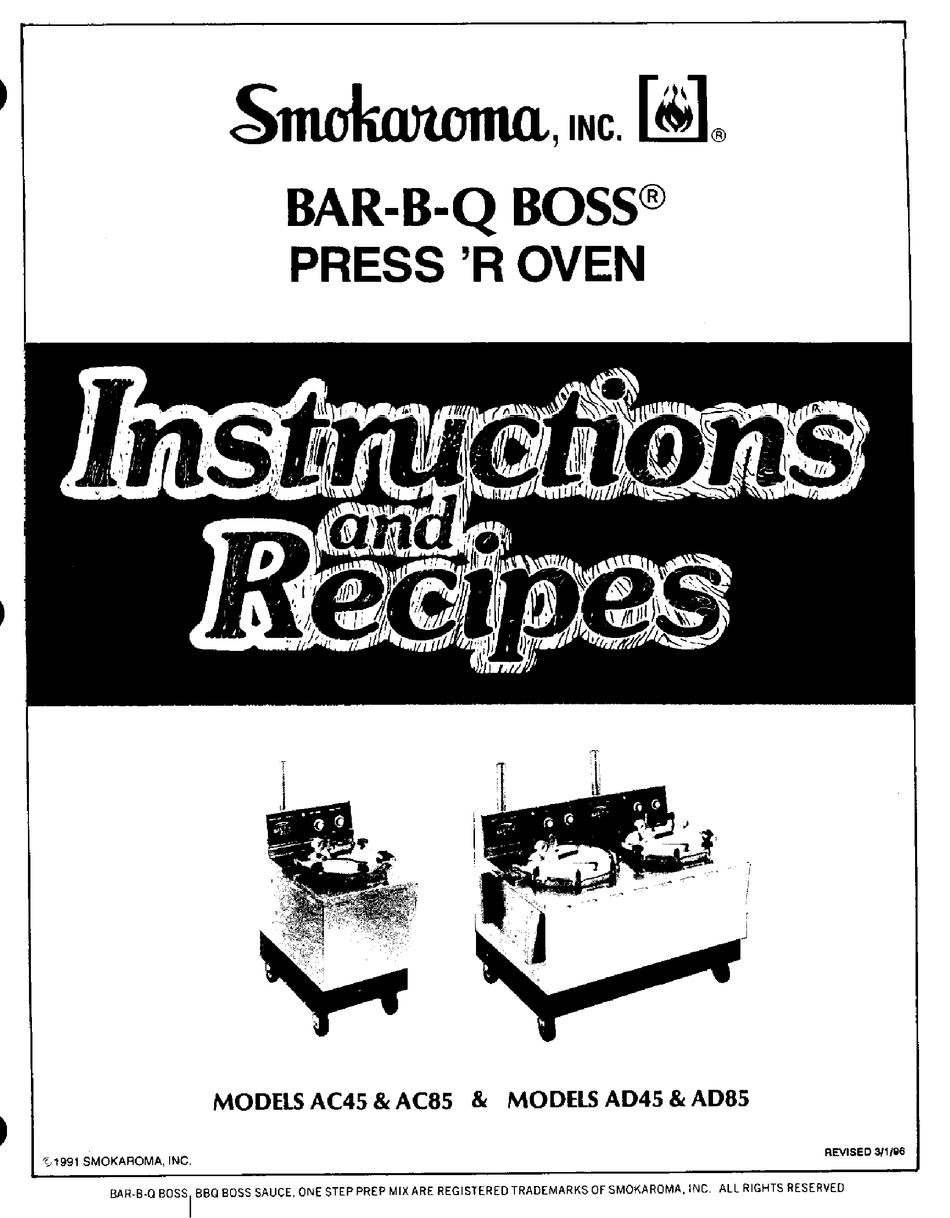 SMOKAROMA BARBQ BOSS AC45 INSTRUCTIONS MANUAL Pdf Download ManualsLib