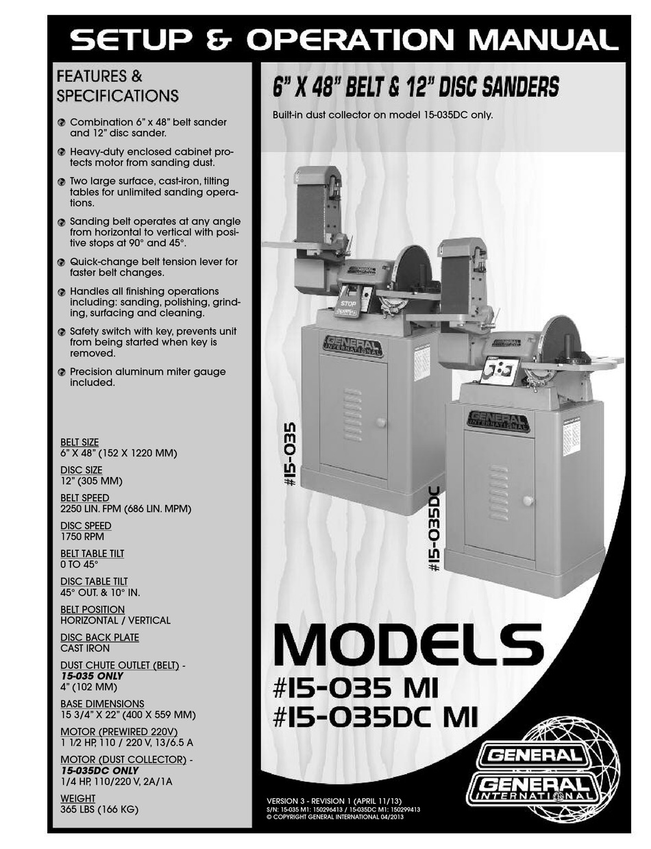 GENERAL INTERNATIONAL 15-035 MI SETUP & OPERATION MANUAL Pdf Download