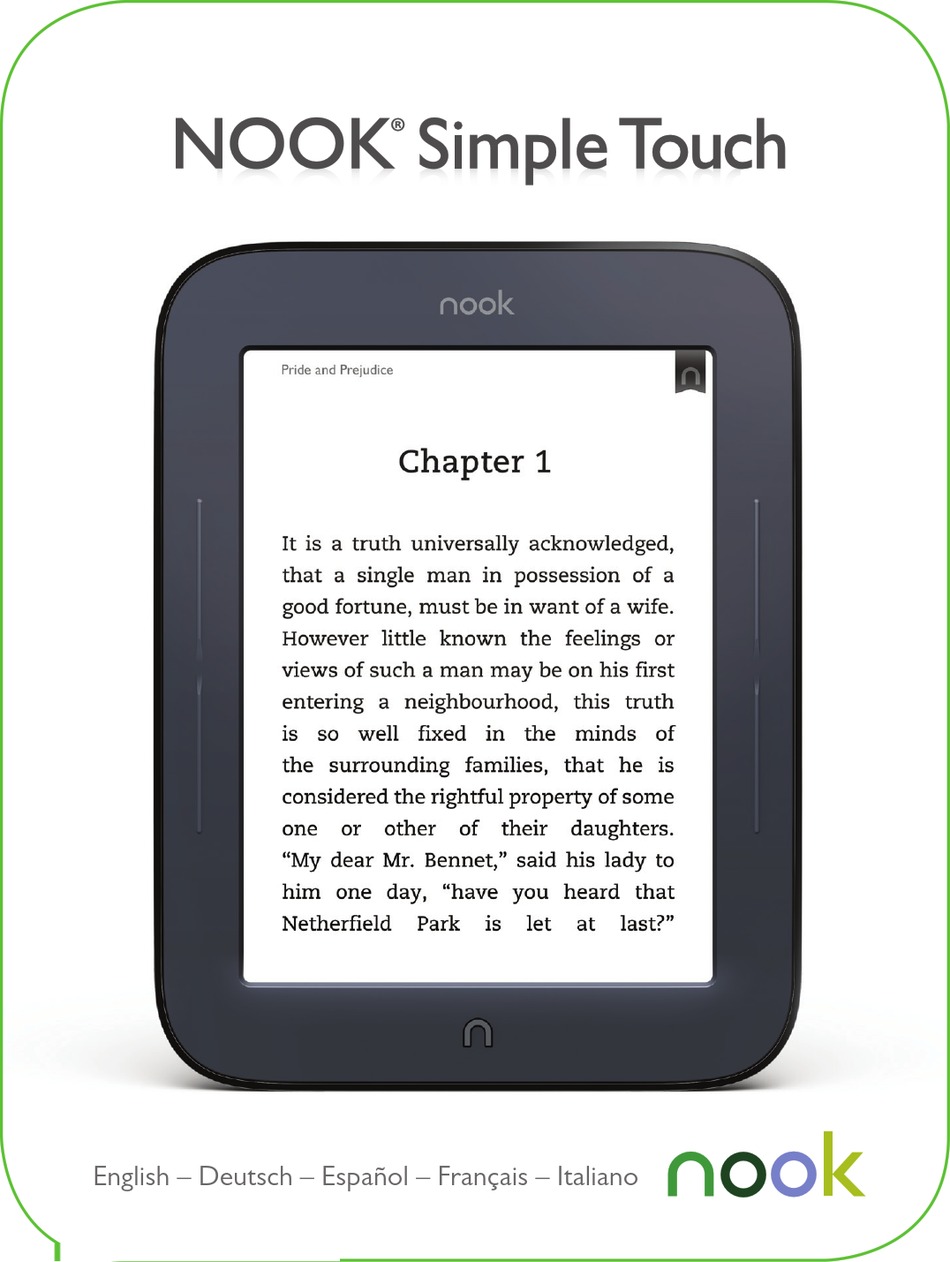 Nook Simple Touch Quick Start Manual Pdf Download Manualslib