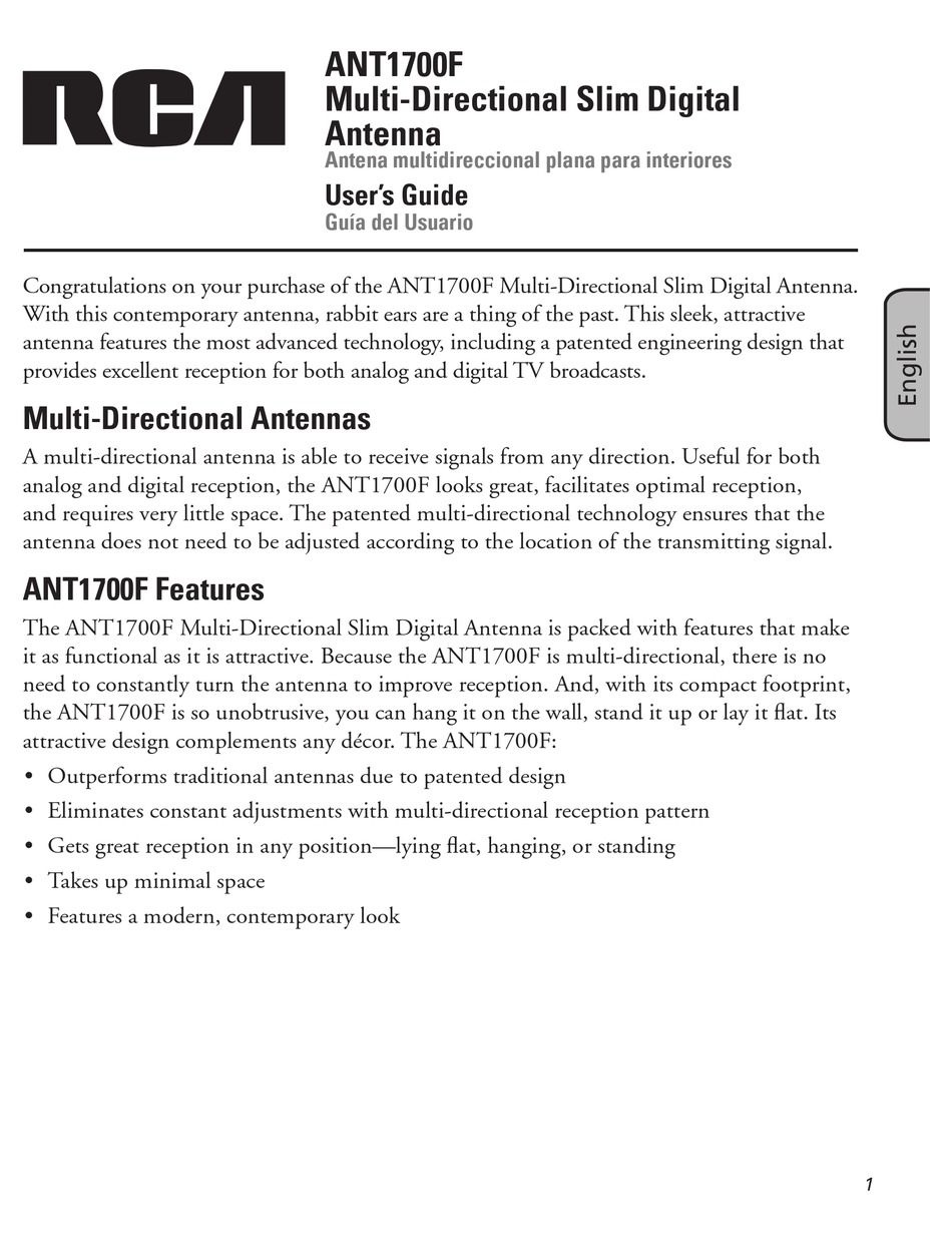 RCA ANT1700F USER MANUAL Pdf Download | ManualsLib