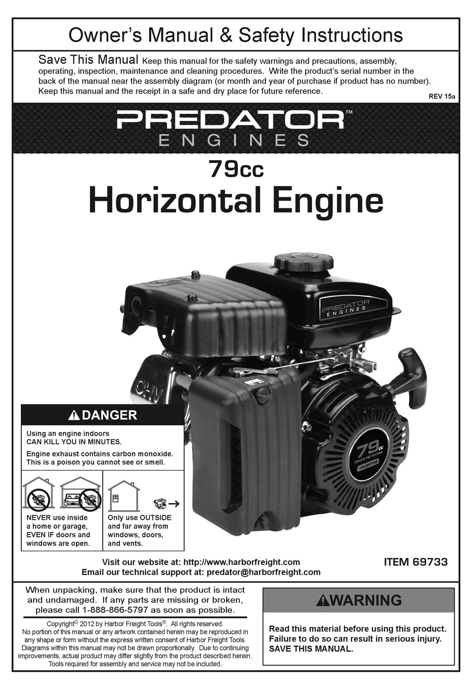 PREDATOR 79CC OWNER'S MANUAL & SAFETY INSTRUCTIONS Pdf Download