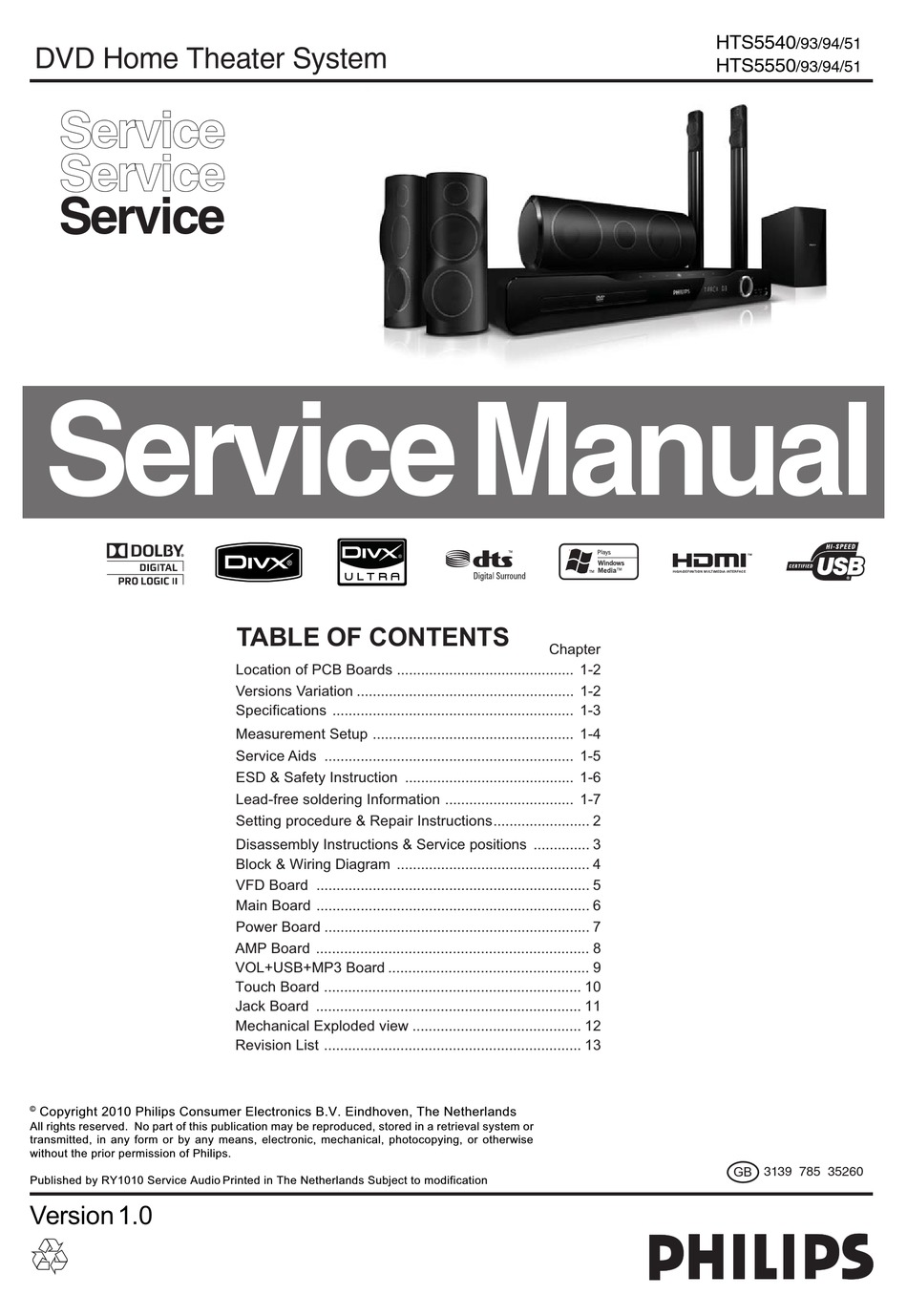 PHILIPS HTS5540 SERVICE MANUAL Pdf Download | ManualsLib