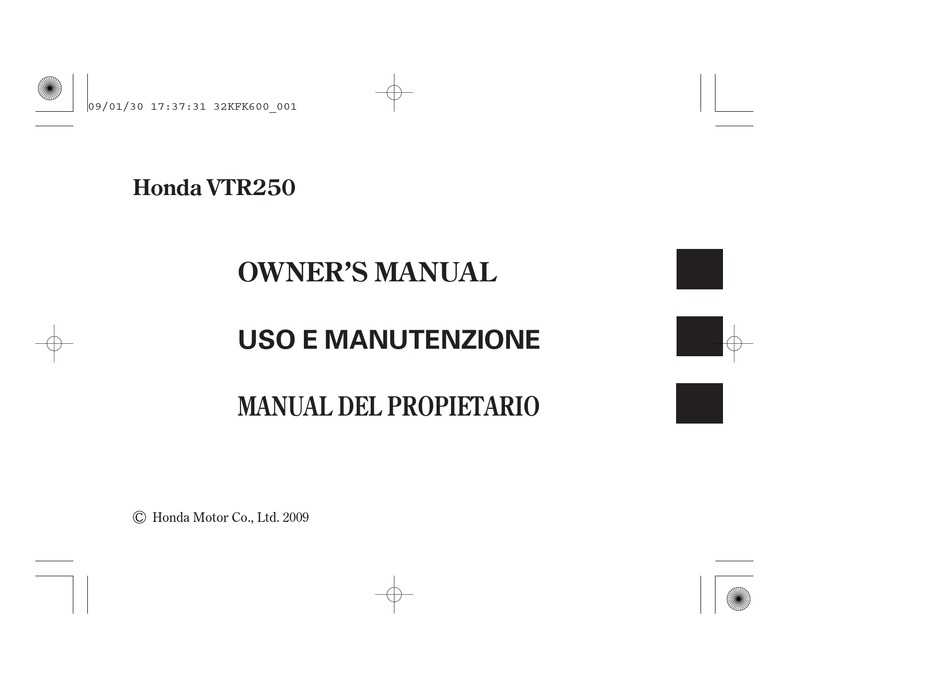 Honda Vtr250 Owner S Manual Pdf