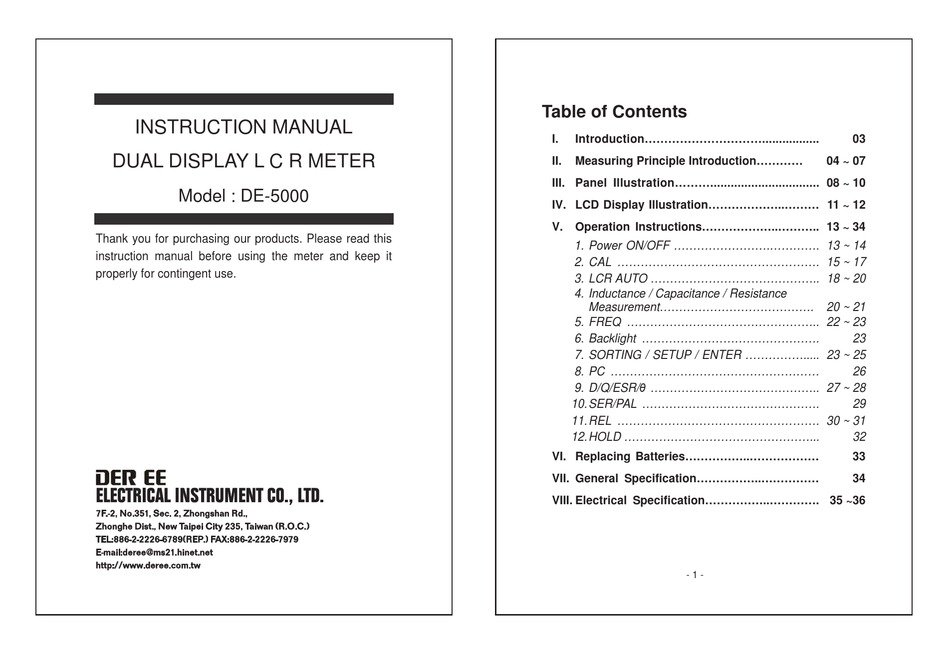 Deree De 5000 Instruction Manual Pdf Download Manualslib