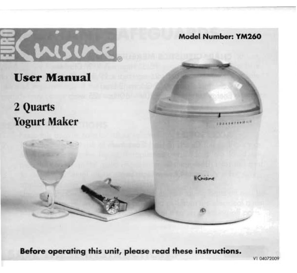 euro cuisine yogurt maker ym100 manual