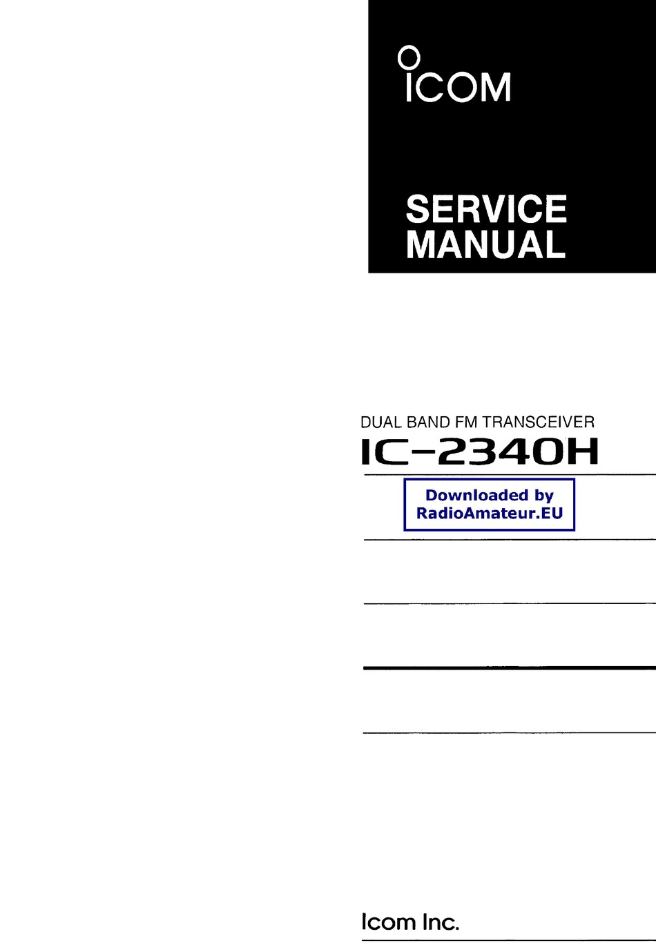 Premium Card Stock Covers & 28lb Paper! Icom IC-2340 Instruction Manual 