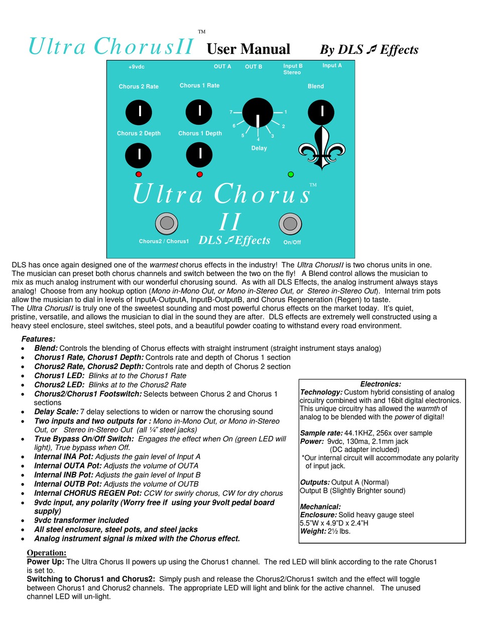 DLS EFFECTS ULTRA CHORUS II USER MANUAL Pdf Download | ManualsLib