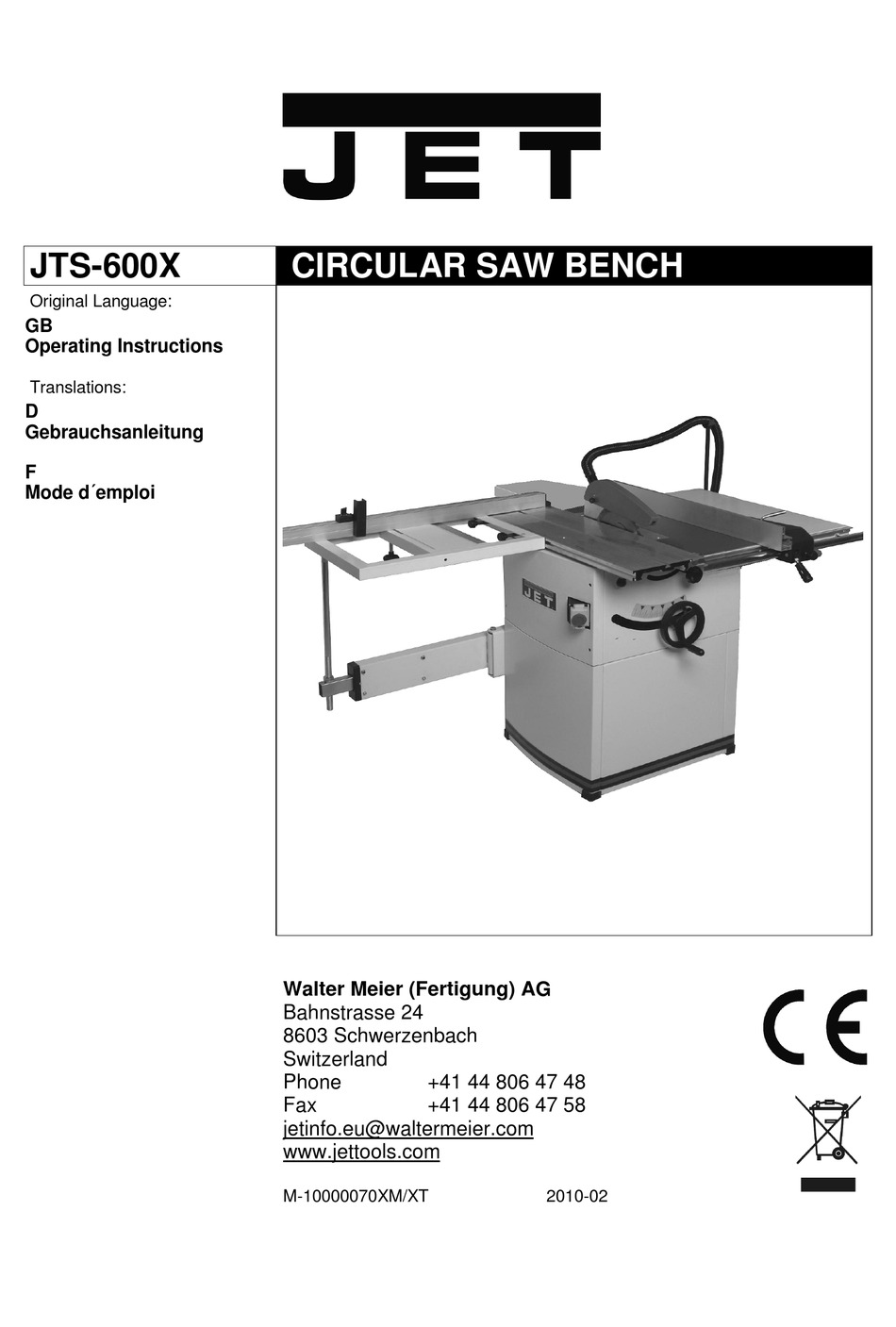 jet-jts-600x-operating-instructions-manual-pdf-download-manualslib