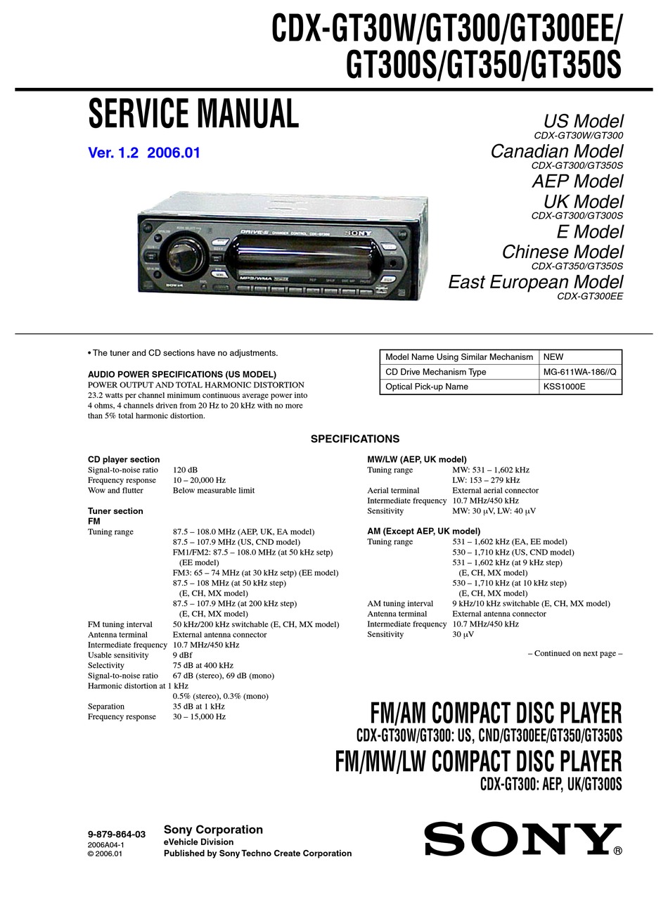 Sony Cdx Gt30w Service Manual Pdf