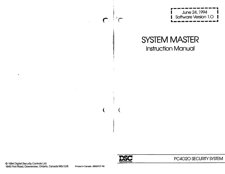 DSC PC4020 INSTRUCTION MANUAL Pdf Download ManualsLib